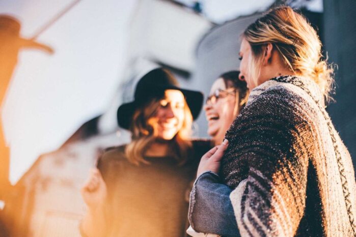 Friends laughing together
